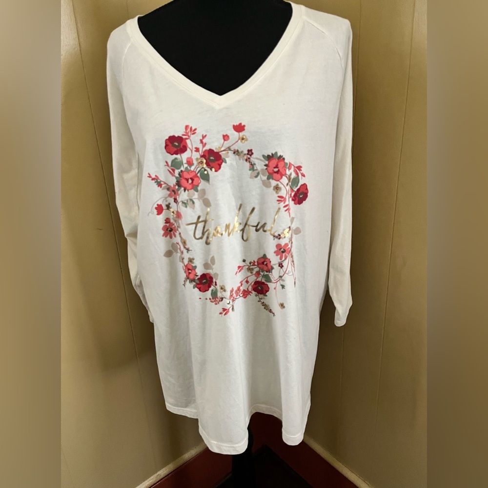 St. John's Bay Long Sleeve Graphic Tee Size 2X Casual Cottagecore Lightweight